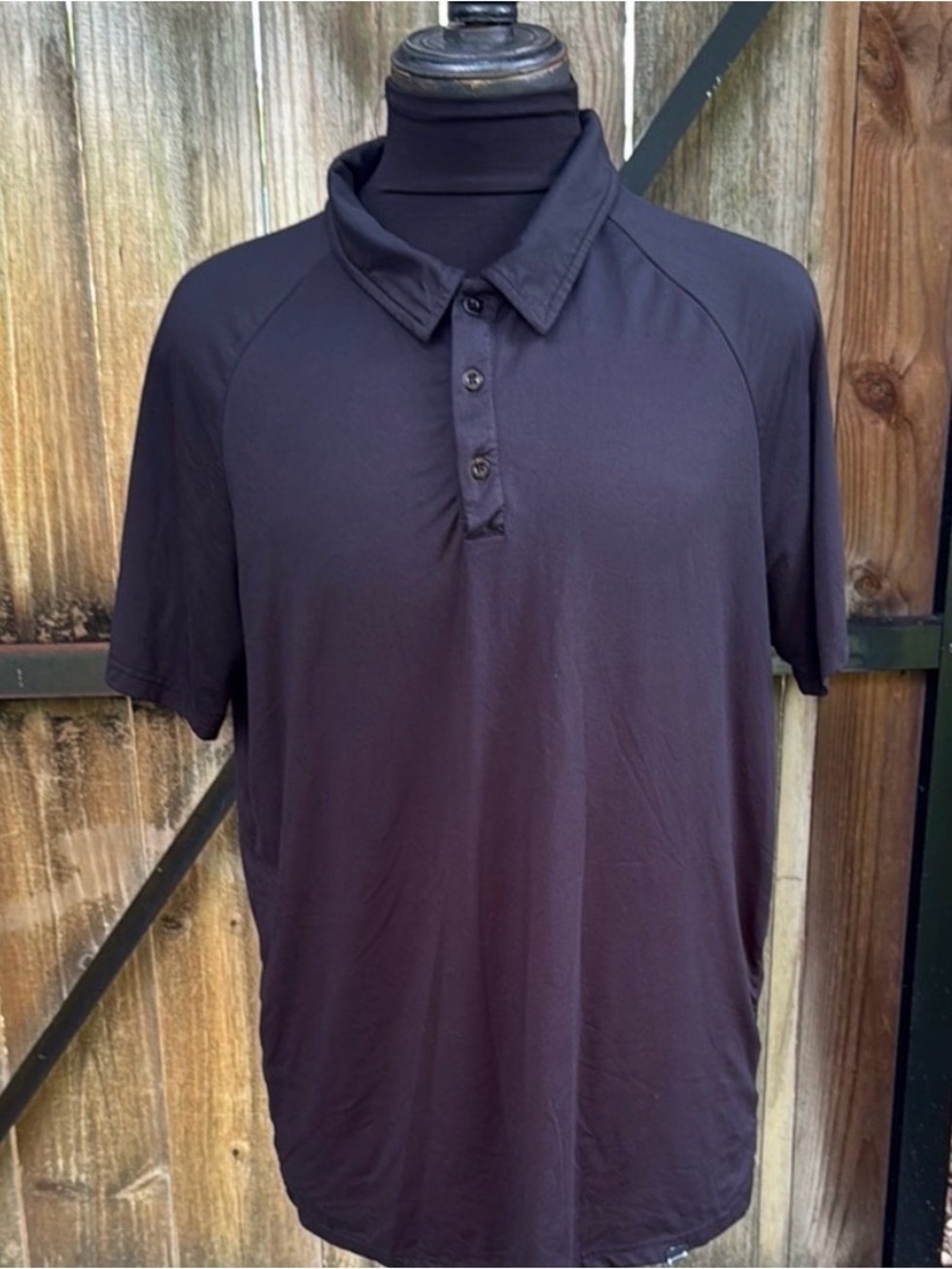 Men's Black Short-Sleeve Polo with Classic Button Placket